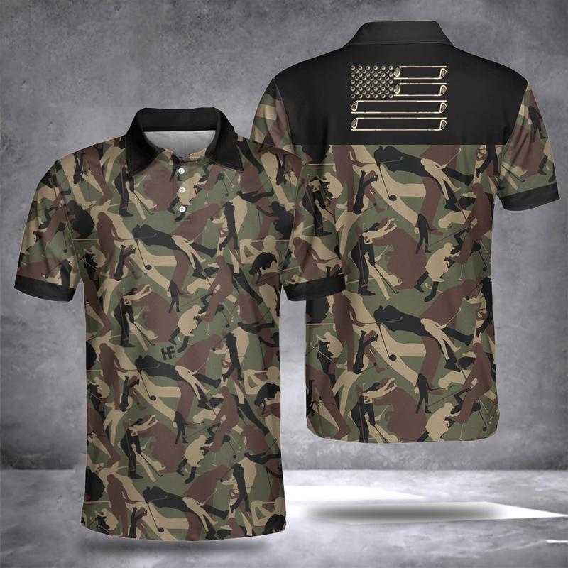 Golfer Camouflage Pattern Golf Polo Shirt Clothes Best Golf Gifts For Men, Gift for Golf Lover