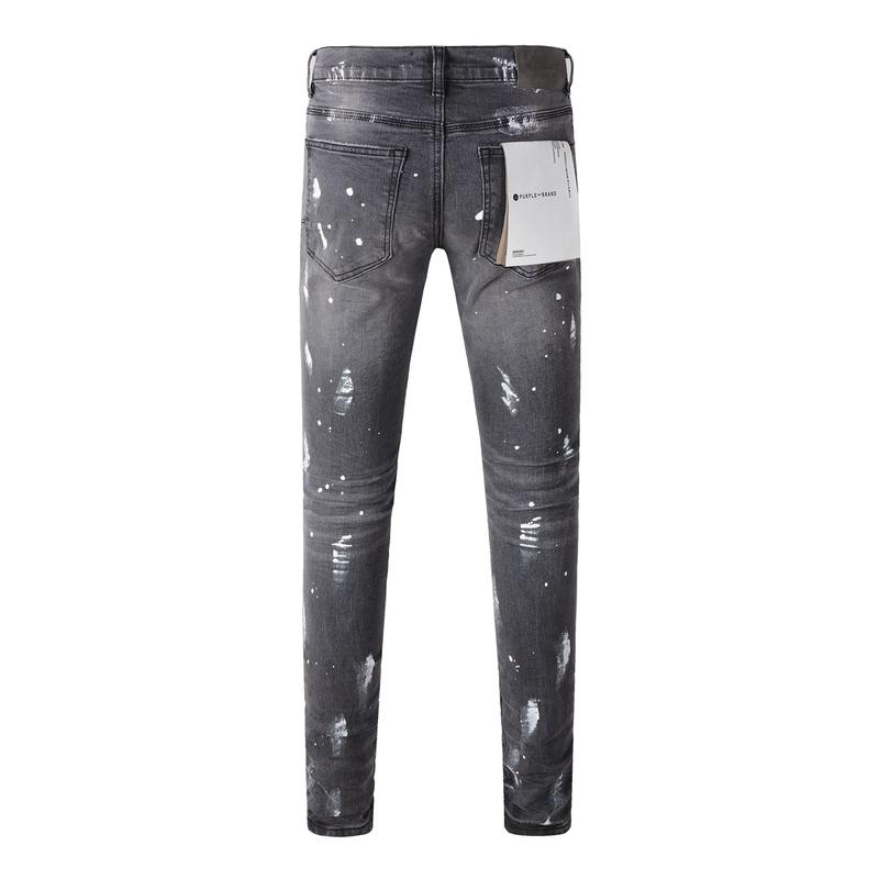 2024 New Fashion Trend High Quality Jeans Classic Retro American High Street Ripped Gray Paint Washed Skinny Jeans Men