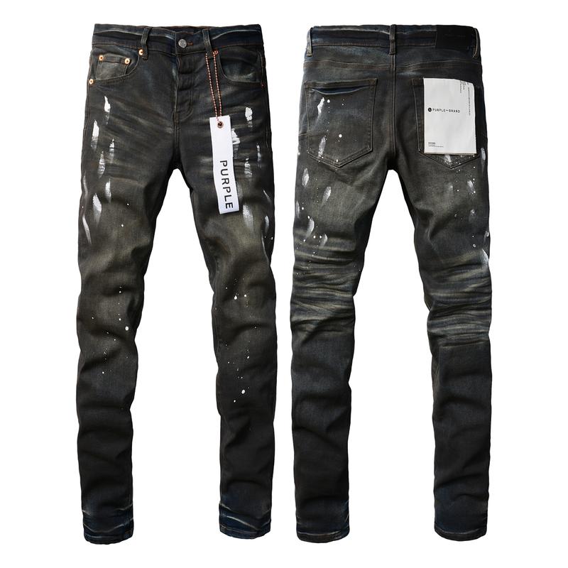 Purple-brand Men's Jeans Slim Fit Stretch Jeans Baggy Ripped Straight Skinny Denim Pants for Men Fashionable Biker Motocycle Holes Pants 2024