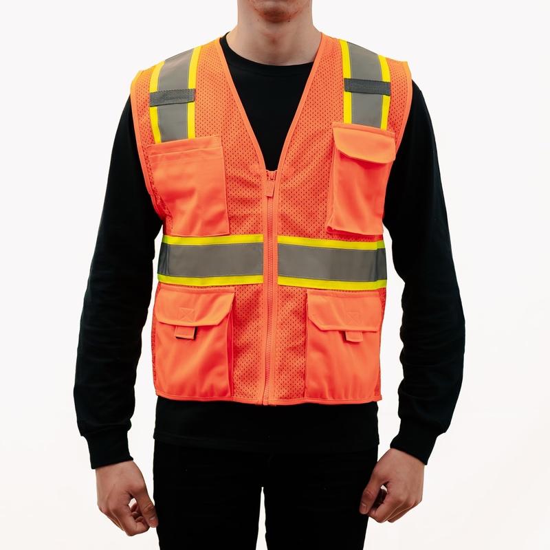 Work utility mesh vest for blue collar and outside work with visible reflector sizes S-3XL