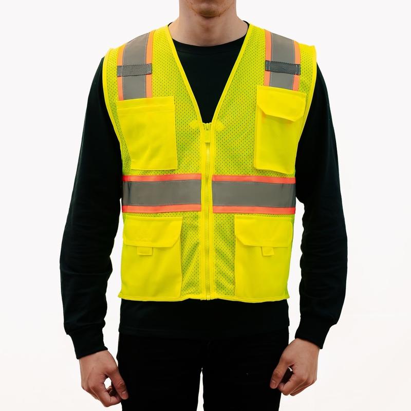 Work utility mesh vest for blue collar and outside work with visible reflector sizes S-3XL