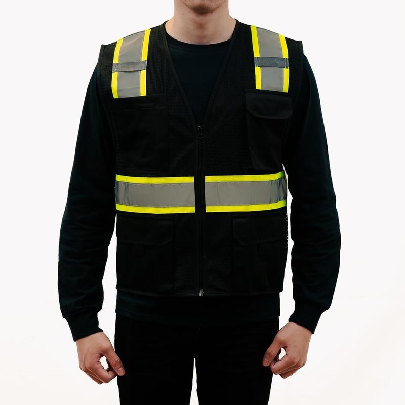 Work utility mesh vest for blue collar and outside work with visible reflector sizes S-3XL