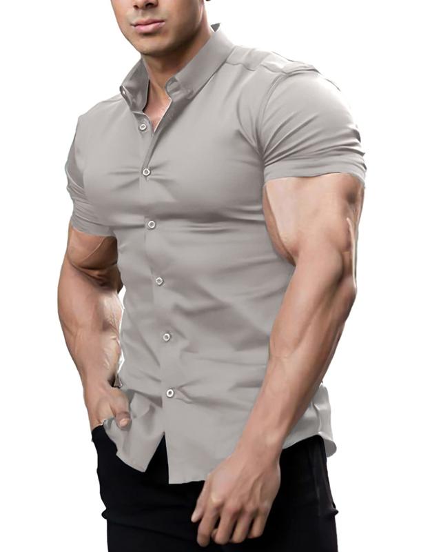 Mens Muscle Fit Dress Shirt