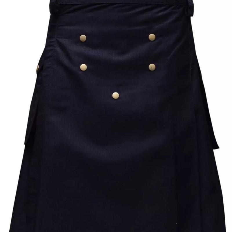 Men's Black Utility Kilt,Fashion,Cargo Pocket Utility Kilt Made of 100% Cotton. Menswear