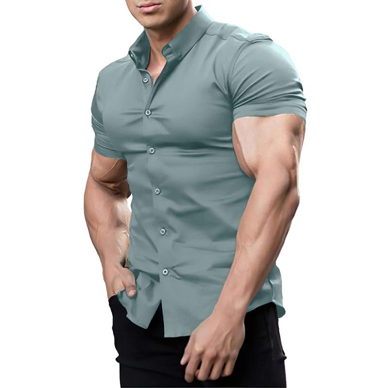 Mens Muscle Fit Dress Shirt