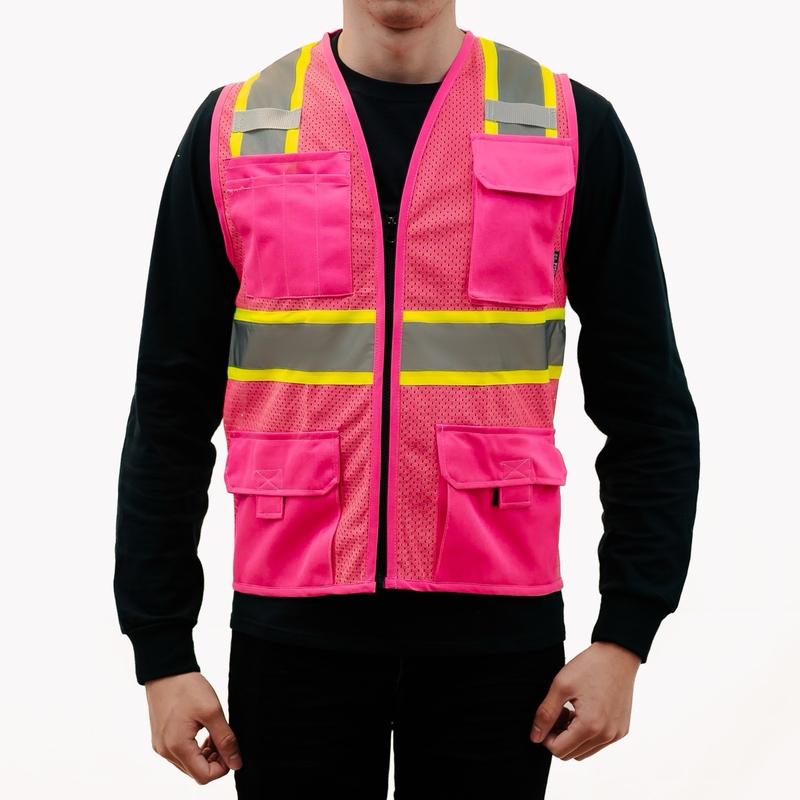 Work utility mesh vest for blue collar and outside work with visible reflector sizes S-3XL