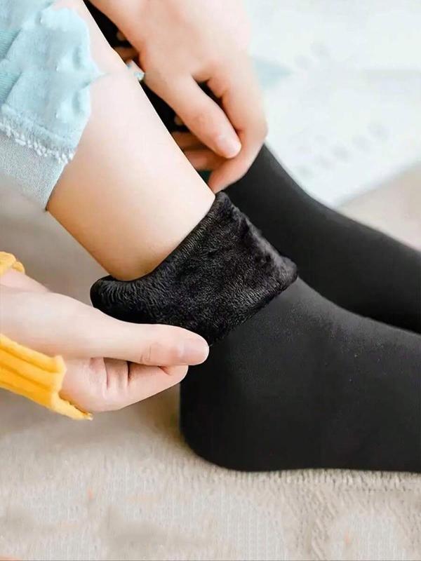 Men's Solid Thermal Lined Floor Crew Socks, Casual Comfy Breathable Mid-calf Socks for Fall & Winter, Men's Socks for Daily Wear