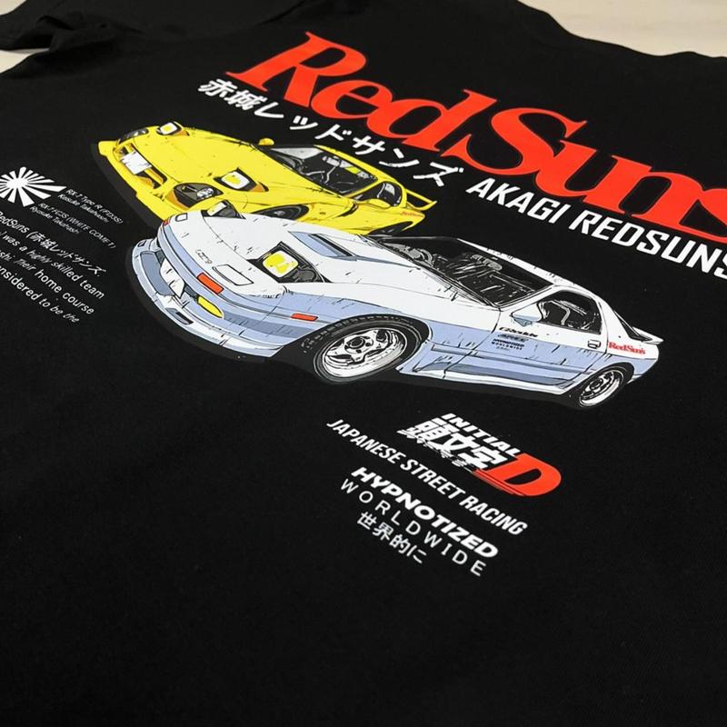 Akagi RedSuns Ryosuke Takahashi tshirt Initial D JDM drift racing shirt t-shirt tshirt short sleeve 100% Cotton pre-shrunk unisex fit Menswear Top