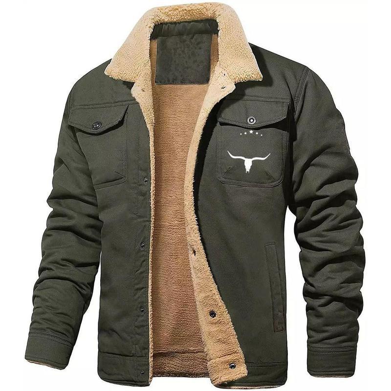 Bullhorns Men's Fleece-lined Cotton Casual Jacket