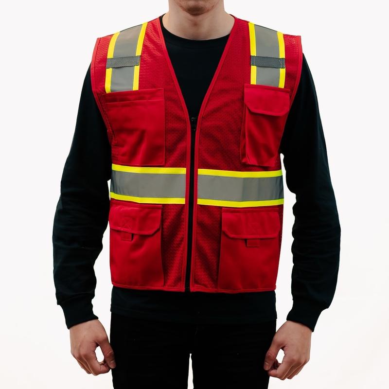 Work utility mesh vest for blue collar and outside work with visible reflector sizes S-3XL