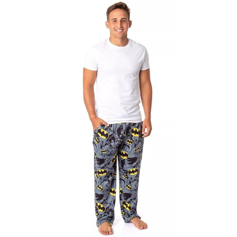 Comicsfre dewBatmanvdw Mens' Bat Symbol Icon Sleep Pajama Pants