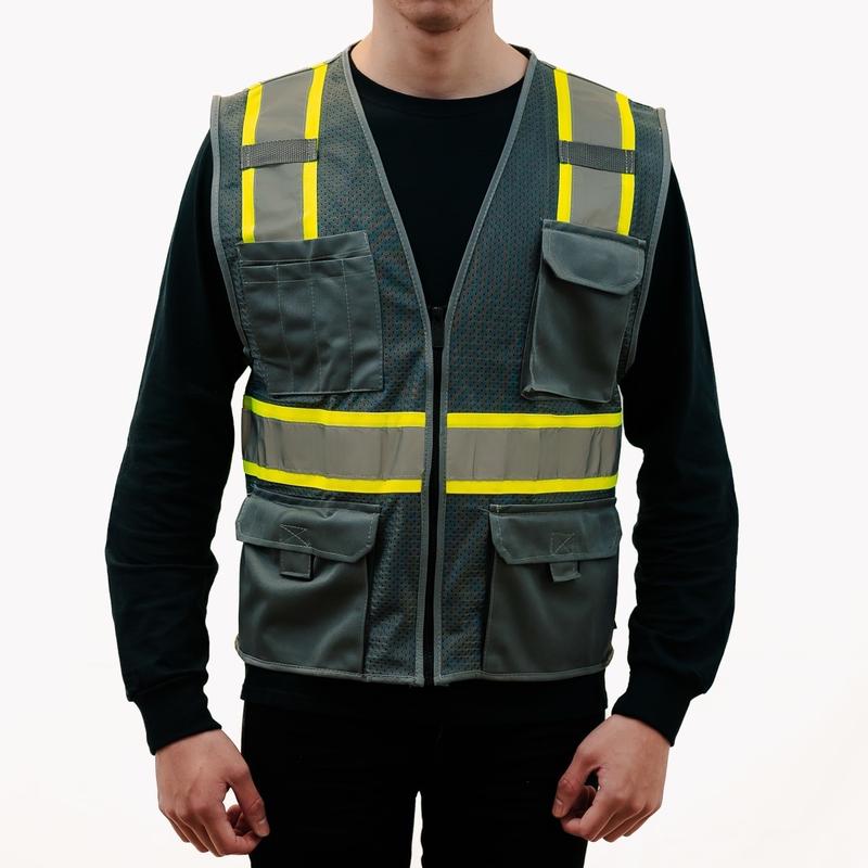 Work utility mesh vest for blue collar and outside work with visible reflector sizes S-3XL