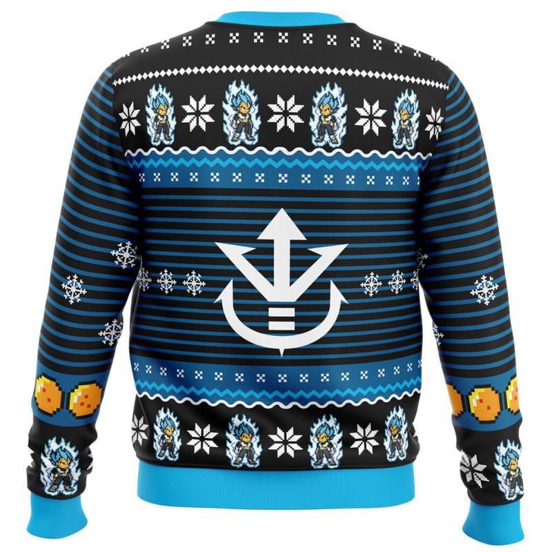 Super Saiyan Blue Vegeta Ugly Christmas Sweater Ugly. Sweater Classic Menswear