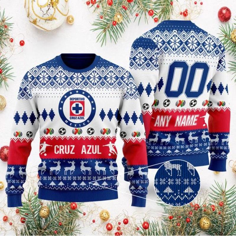 Cruz Azul Liga MX Personalized Ugly Sweater V2 2021 Concepts - Name & Number Specialized