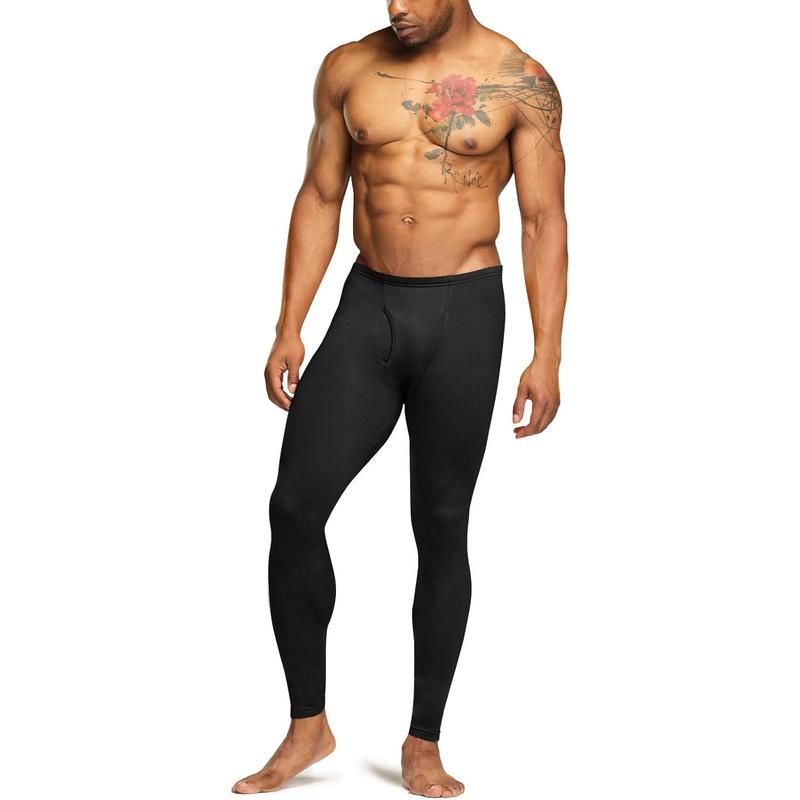 Men's Thermal Underwear Pants, Heated Warm Fleece Lined Long Johns Leggings, Winter Base Layer Bottoms Menswear Socks Warmer Beige Bestie Motocross Plain