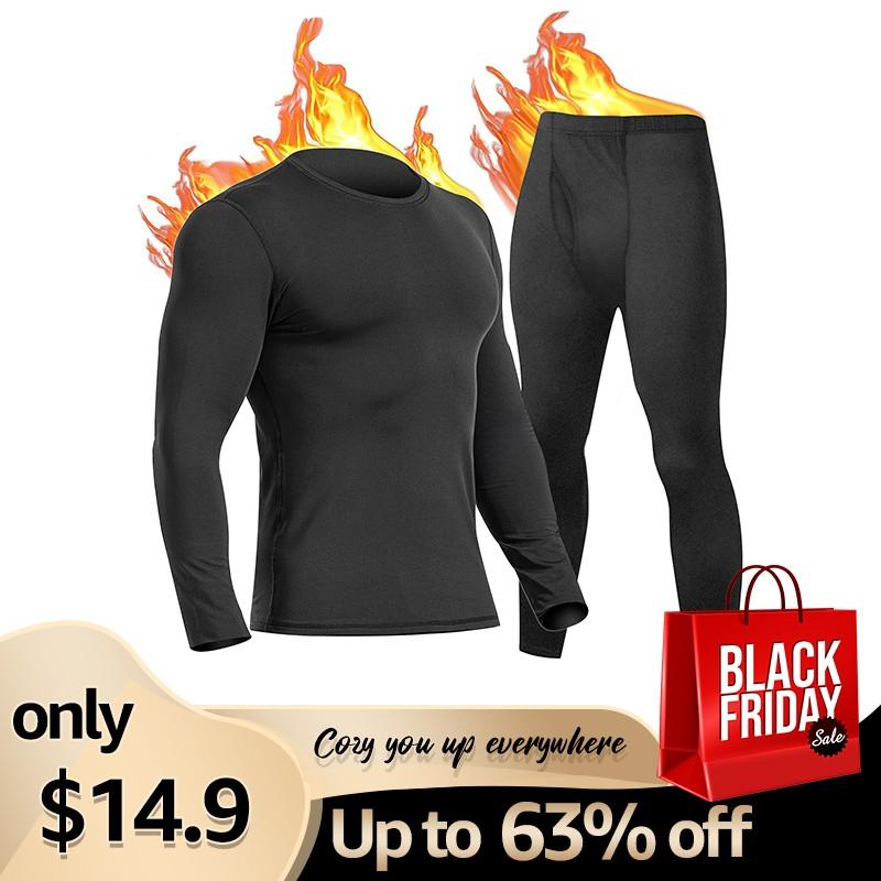 UNIQUEBLLA Long Johns Thermal Underwear Set for Men Thermal Base Layer Cold Weather Bottom Top,Halloween&Christmas Decor,Christmas Gifts Menswear Socks