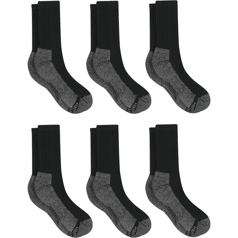 Men's Work Socks, Pack of 6 Durable and Comfortable Crew Socks for Everyday Use