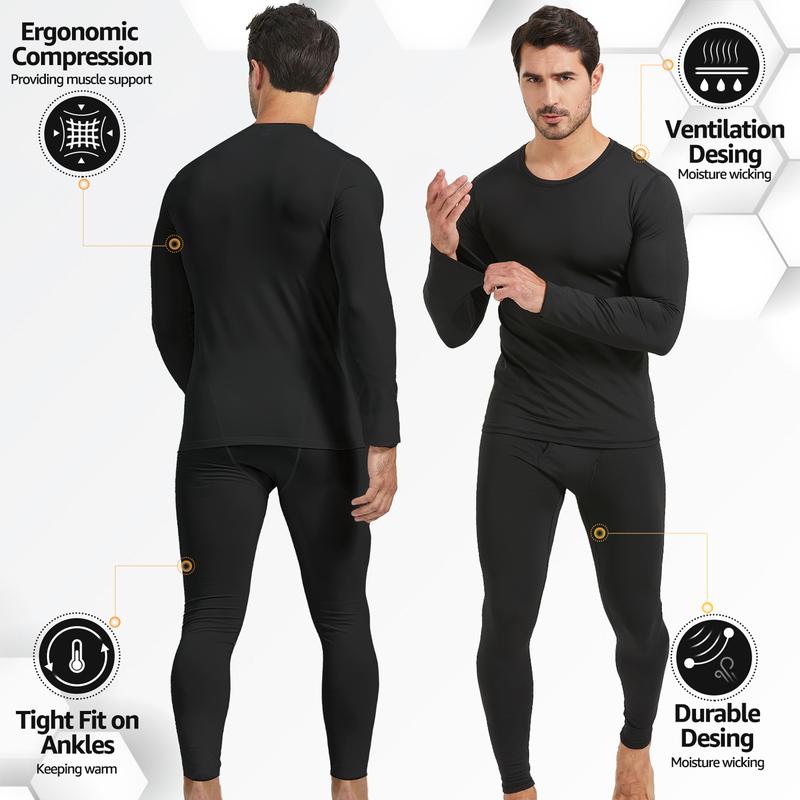 UNIQUEBLLA Long Johns Thermal Underwear Set for Men Thermal Base Layer Cold Weather Bottom Top,Halloween&Christmas Decor,Christmas Gifts Menswear Socks