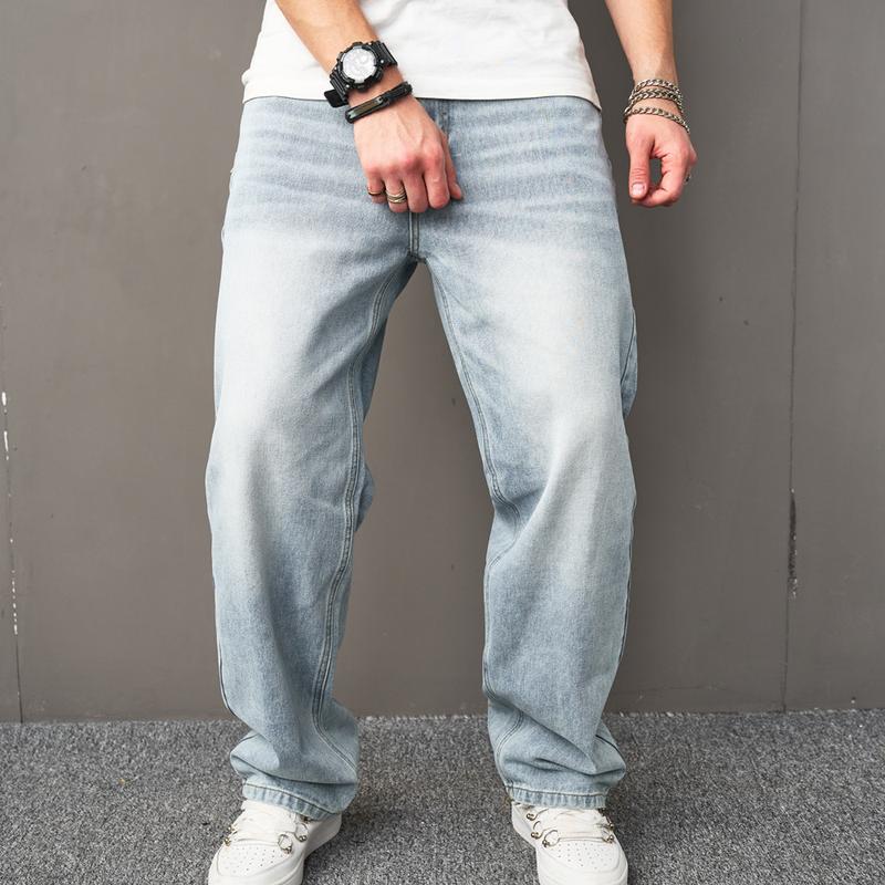 Loose Multiple pockets Distressed Straight  Male Carpenter Stylish Comfortable Cargo Denim Pants Menswear Underwear plain casual men jeans Trouser Streetwear Human Beige