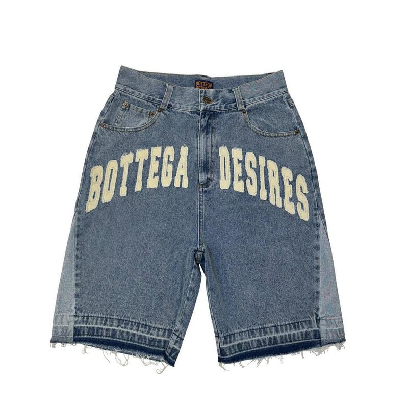 2024 New Fashion Men's Fried Street Loose Fifth Pants Fashion Fashion Brand Retro Alphabet Denim Shorts Casual Menswear