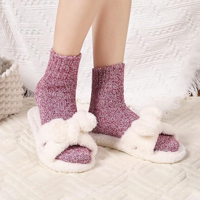 Winter Warm Wool Socks for Women Men, Soft Cozy Thick Knit Crew Socks - Menswear .