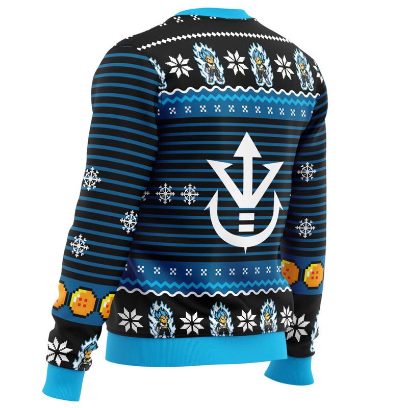 Super Saiyan Blue Vegeta Ugly Christmas Sweater Ugly. Sweater Classic Menswear