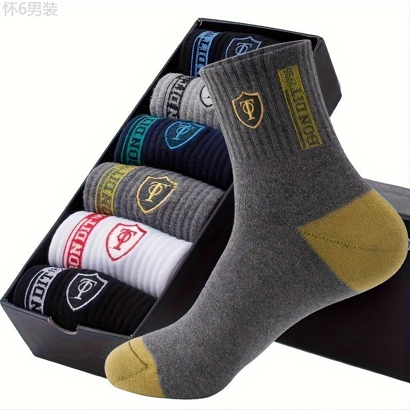 Autumn and Winter 5 Pairs of Men's Trendy Breathable Crew Socks, Comfortable Casual Soft Thermal Socks, Winter & Autumn