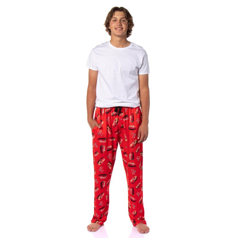 Disney Cars Men's Lightning McQueen with Logo Design AOP Adult Lounge Sleep Pajama Pants