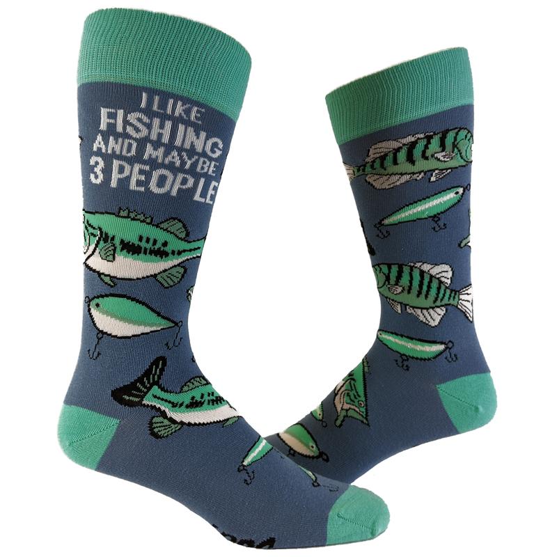 Men's I Like Fishing And Maybe 3 People Socks Funny Hunting Fathers Day Dad Footwear Funny Socks