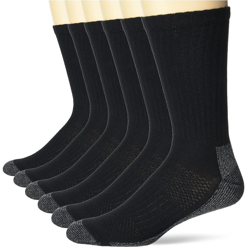 Men's Work Socks, Pack of 6 Durable and Comfortable Crew Socks for Everyday Use