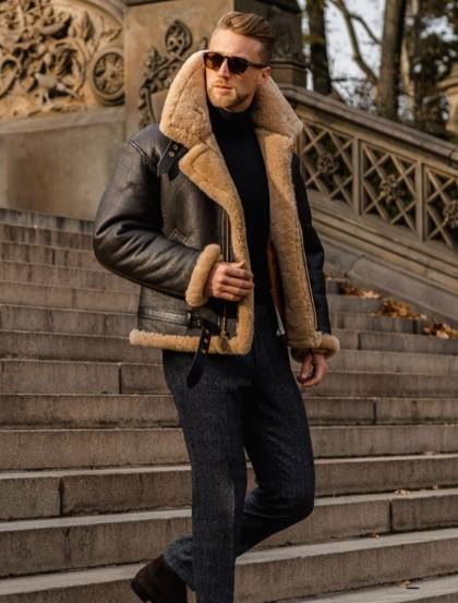 new imitation leather fur men's jacket long sleeve artificial fur thick, Fashion, Jackets.