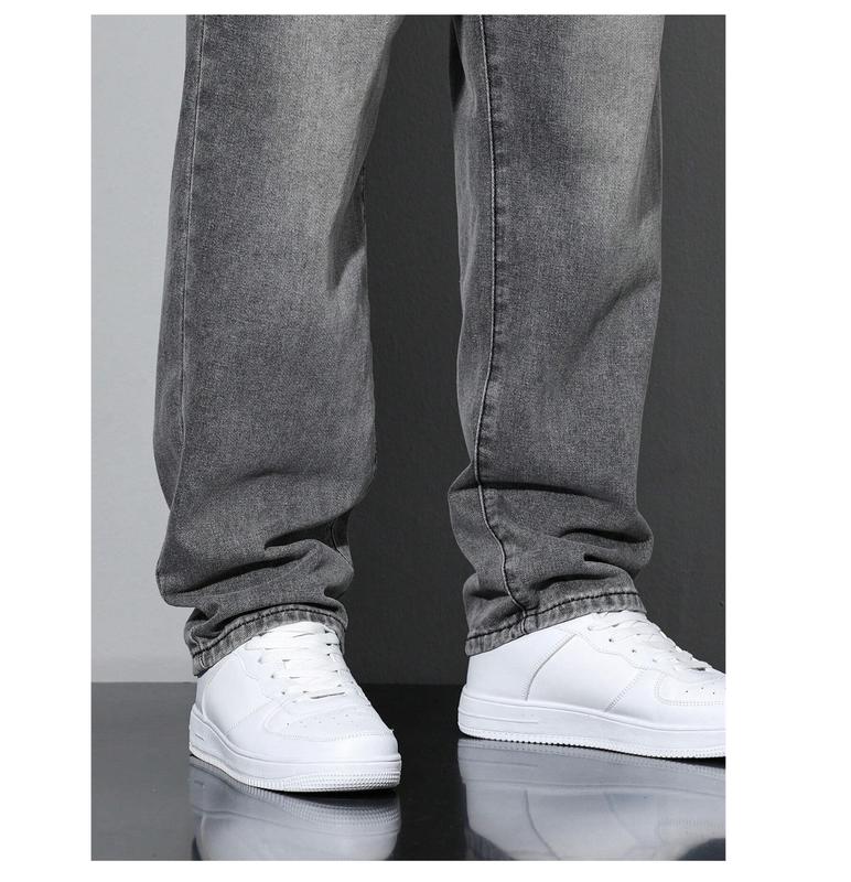 Homme Men's Casual Washed Straight Leg Jeans, Baggy Style for Men - Underwear, Menswear Outfit Relaxed Fit straight leg Pants