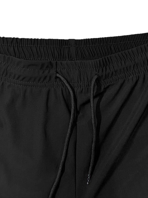 Men's Regular Fit Letter Print Drawstring Waist Shorts, Casual Breathable Comfortable Straight Leg Shorts for Summer, Men's Bottoms for Outdoor Wear