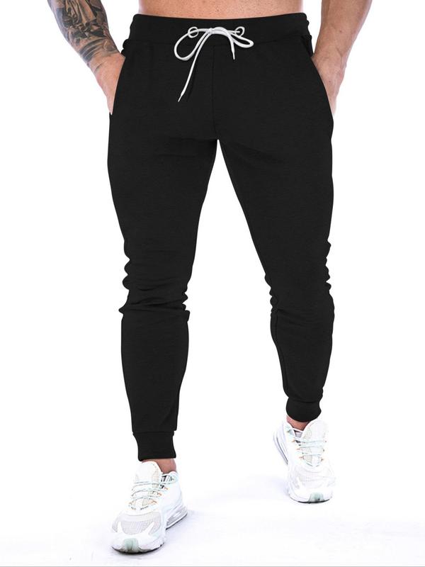 Men's Plain Thin Pocket Drawstring Sweatpants, Solid Casual Loose Joggers with Pockets, Soft Elastic Waist Men's Trousers, Menswear, Gym Workout Fitness Tapered Pants for Spring & Fall