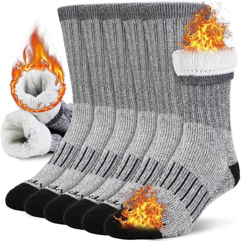 Men's Winter Thermal Boot Thick Insulated Heated  Crew Socks 3 6 Pairs for Cold Weather Outdoor Activities