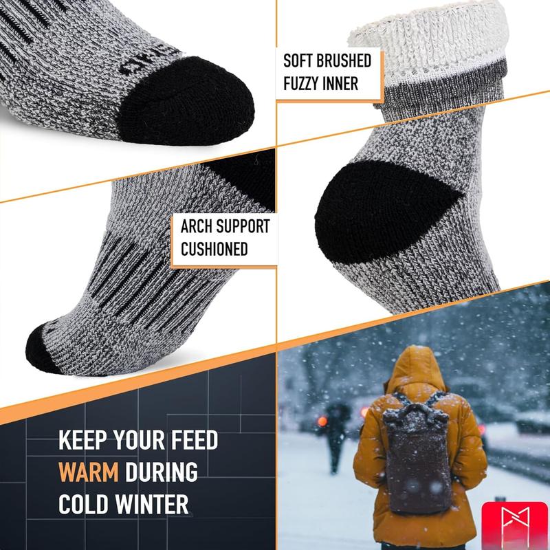 Men's Winter Thermal Boot Thick Insulated Heated  Crew Socks 3 6 Pairs for Cold Weather Outdoor Activities