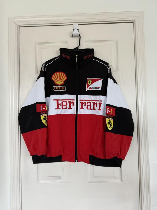 Retro Ferrari Jacket | Embroidered Patches & Cotton Padded | Unisex streetwear bomber jacket