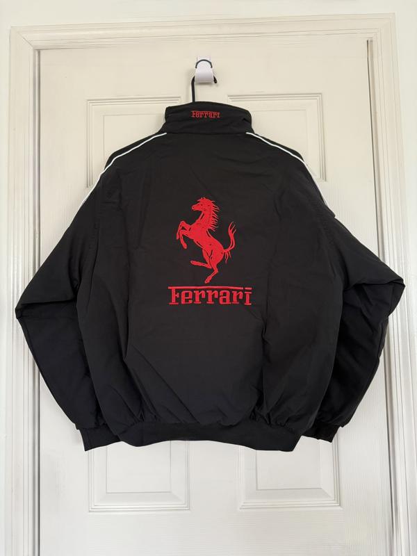 Retro Ferrari Jacket | Embroidered Patches & Cotton Padded | Unisex streetwear bomber jacket