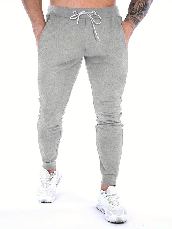 Men's Plain Thin Pocket Drawstring Sweatpants, Solid Casual Loose Joggers with Pockets, Soft Elastic Waist Men's Trousers, Menswear, Gym Workout Fitness Tapered Pants for Spring & Fall