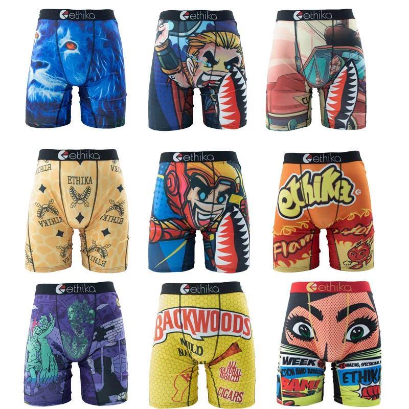 ethika Fashion Print Men Underwear Boxers Briefs Cueca Panties Lingerie Man Underpants Fabric Menswear