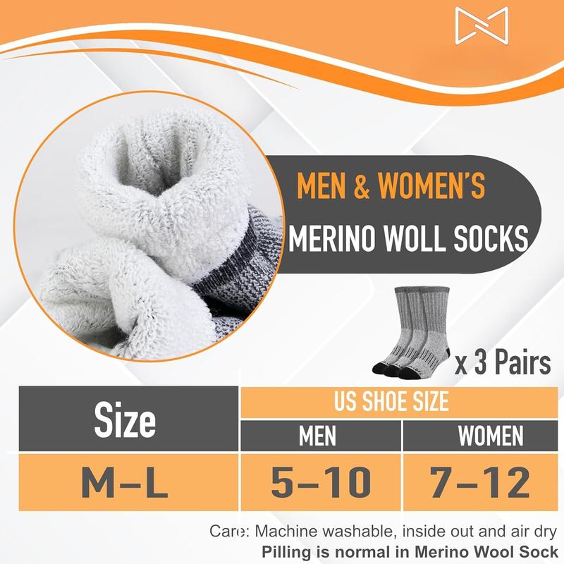 Men's Winter Thermal Boot Thick Insulated Heated  Crew Socks 3 6 Pairs for Cold Weather Outdoor Activities