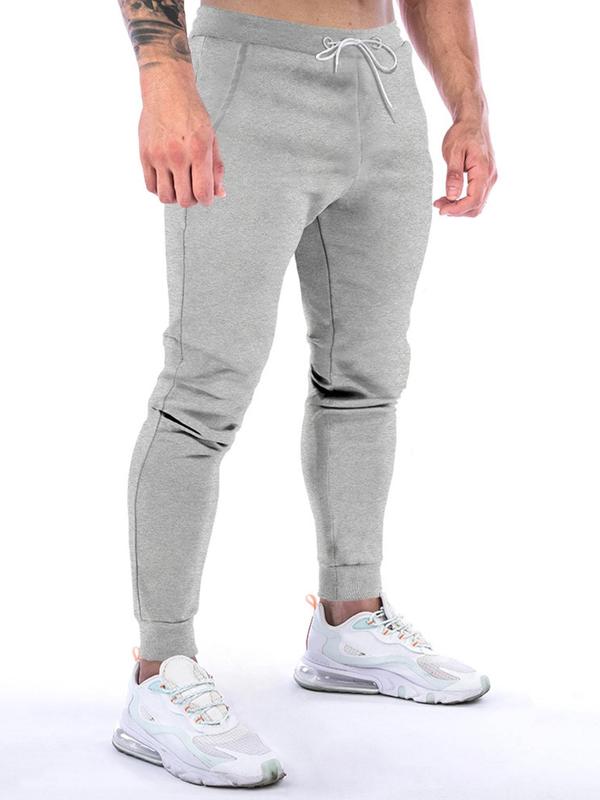 Men's Plain Thin Pocket Drawstring Sweatpants, Solid Casual Loose Joggers with Pockets, Soft Elastic Waist Men's Trousers, Menswear, Gym Workout Fitness Tapered Pants for Spring & Fall