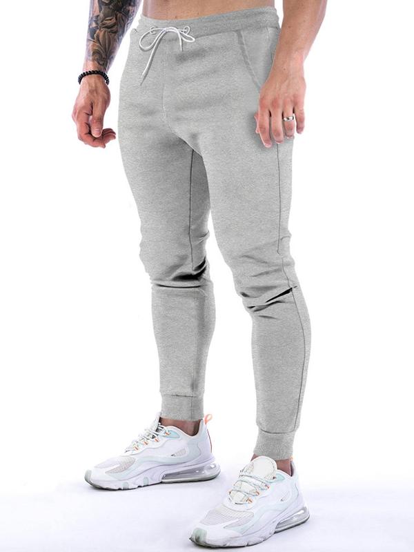 Men's Plain Thin Pocket Drawstring Sweatpants, Solid Casual Loose Joggers with Pockets, Soft Elastic Waist Men's Trousers, Menswear, Gym Workout Fitness Tapered Pants for Spring & Fall