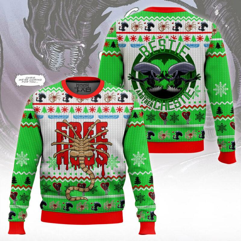 Free Hugs Bestie Facehugger Alien Ugly Sweater Christmas Classic