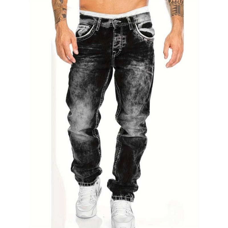 Men's Casual Skinny Jeans, Chic Street Style Stretch Jeans