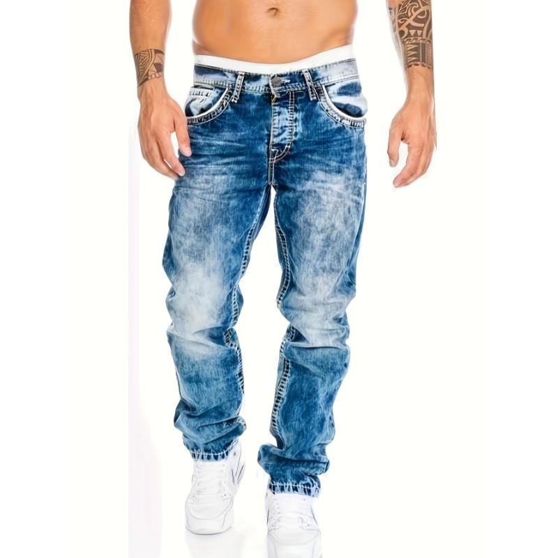 Men's Casual Skinny Jeans, Chic Street Style Stretch Jeans