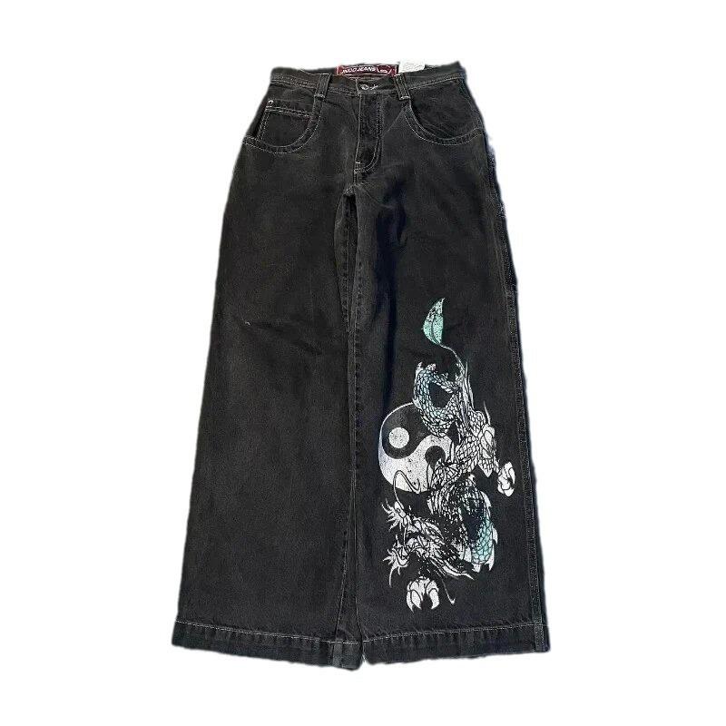 Loose Jeans Men's Vintage Embroidered Hip-Hop Street Harajuku Men's Wide Leg Pants