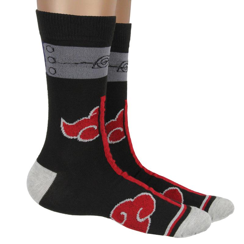 Naruto: Shippuden Red Cloud Rain Of Blood Justice Anime Crew Socks (8-12) Manga Crew Calf Socks