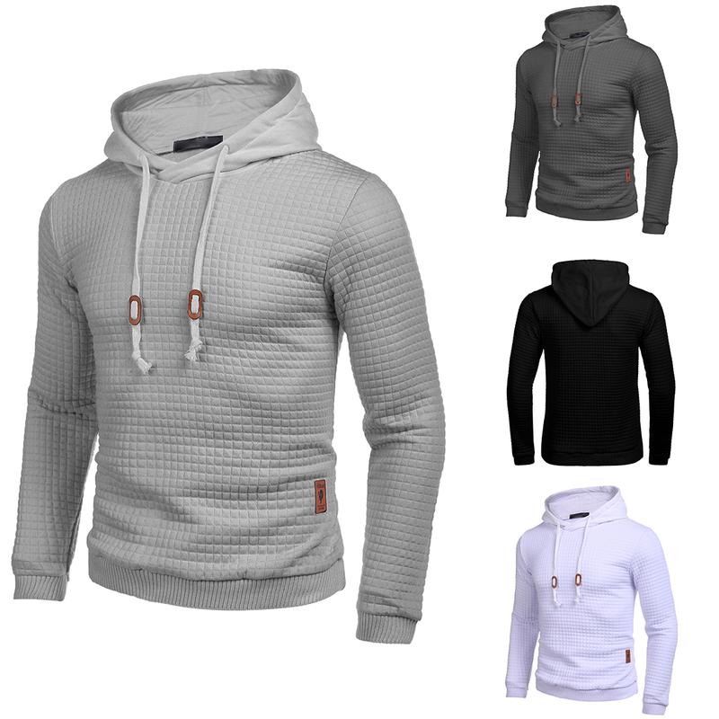 COOFANDY Mens Hooded Sweatshirt Casual Long Sleeve Drawstring Waffle Knit Pullover Hoodies Knitwear Tops black friday