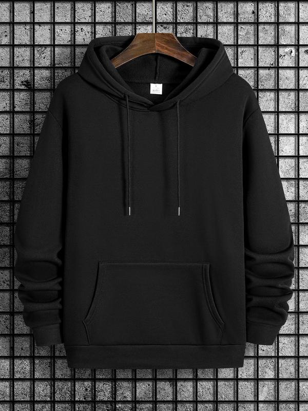 Men's Regular Fit Letter Print Drawstring Hoodie, Casual Comfy Pocket Pullover Hooded Sweatshirt for Daily Wear, Men's Clothes for Spring & Fall